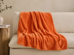 PLAID 130X160 OTOÑO NARANJA