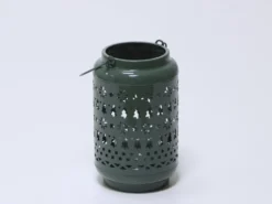 PORTAVELAS METAL Ø12.5X23CM VERDE OSCURO