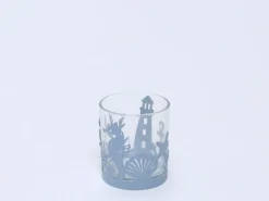 PORTAVELAS VIDRIO METAL MARINO CELESTE 7X8