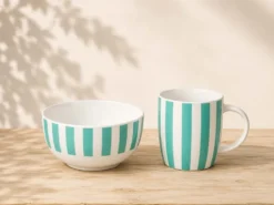 SET MUG Y BOL RAYAS VERDE