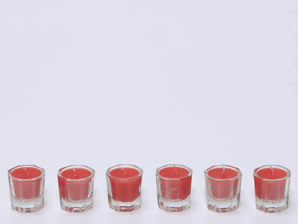 SET 6 VELAS CRISTAL ROJO
