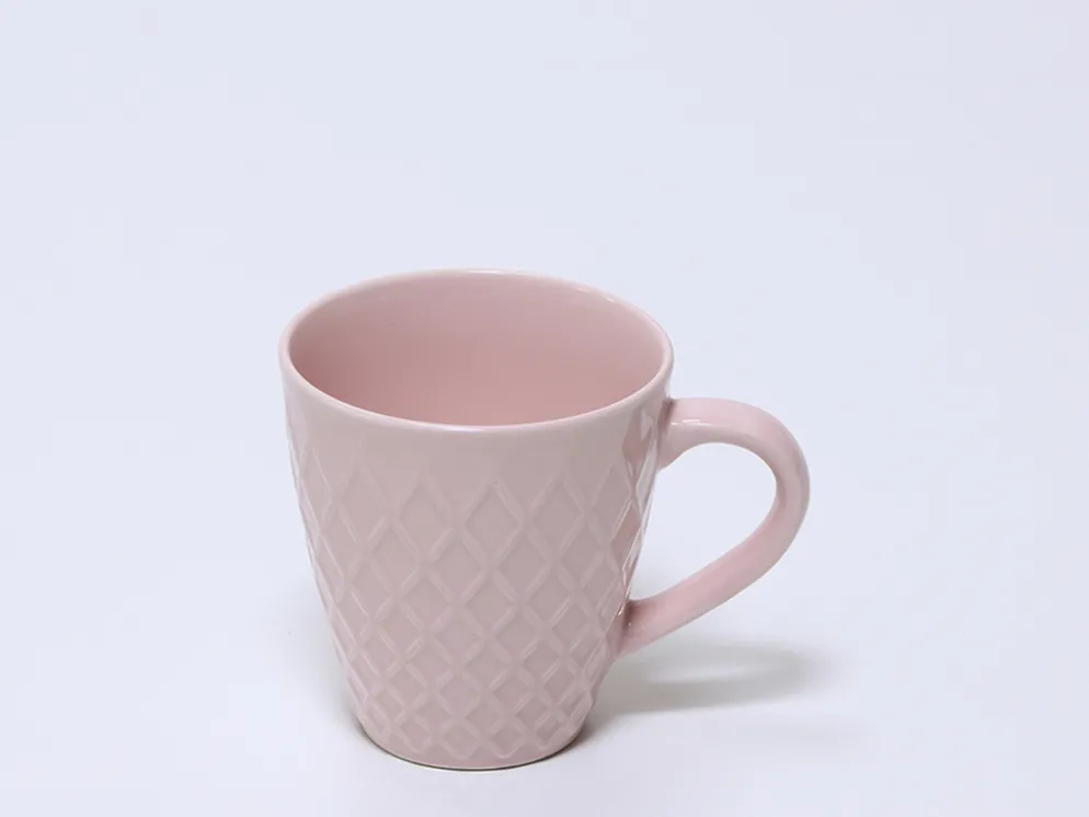 TAZA CERAMICA DIAMANTE 345ML ROSA