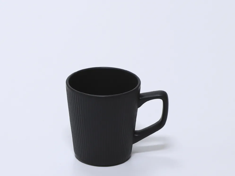 TAZA DESAYUNO RAYAS NEGRO 420ML