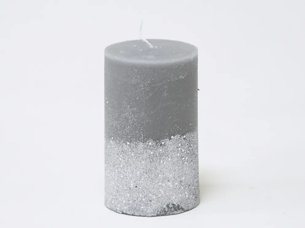 VELA GRIS PURPURINA Ø9X15CM