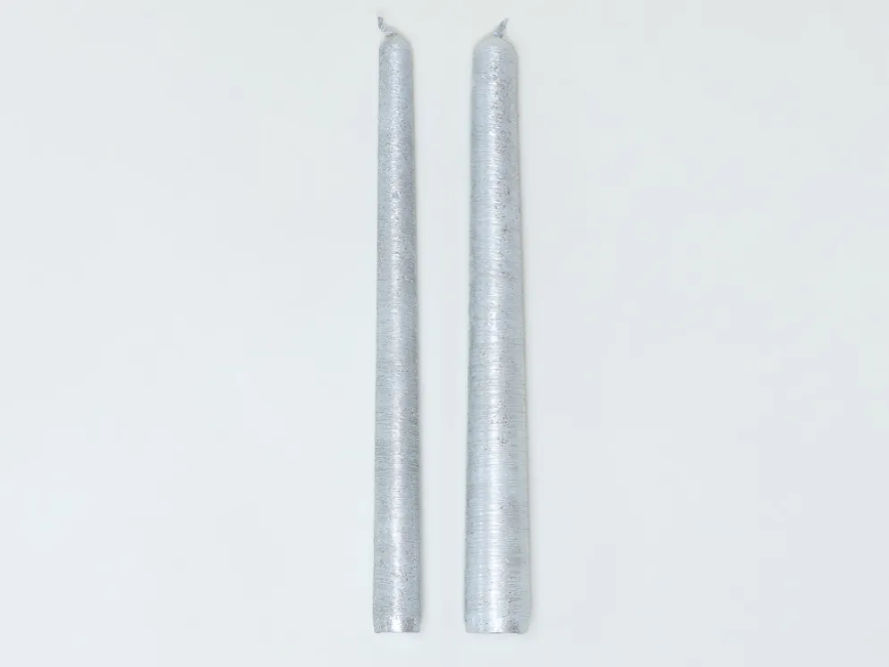 VELA RAYADA PLATEADA 25CM 2UNI